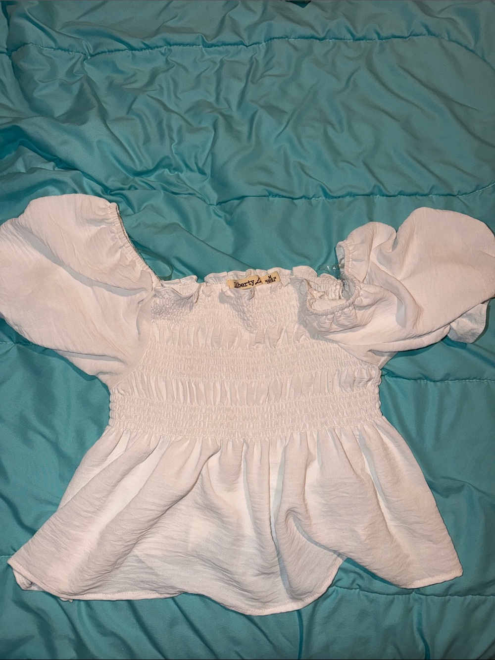 liberty White Smocked Elastic Waist Tube Top